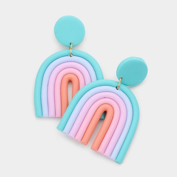 Anthropologie Jewelry - NWT Boho Pastel Rainbow Retro Clay Dangle Earrings